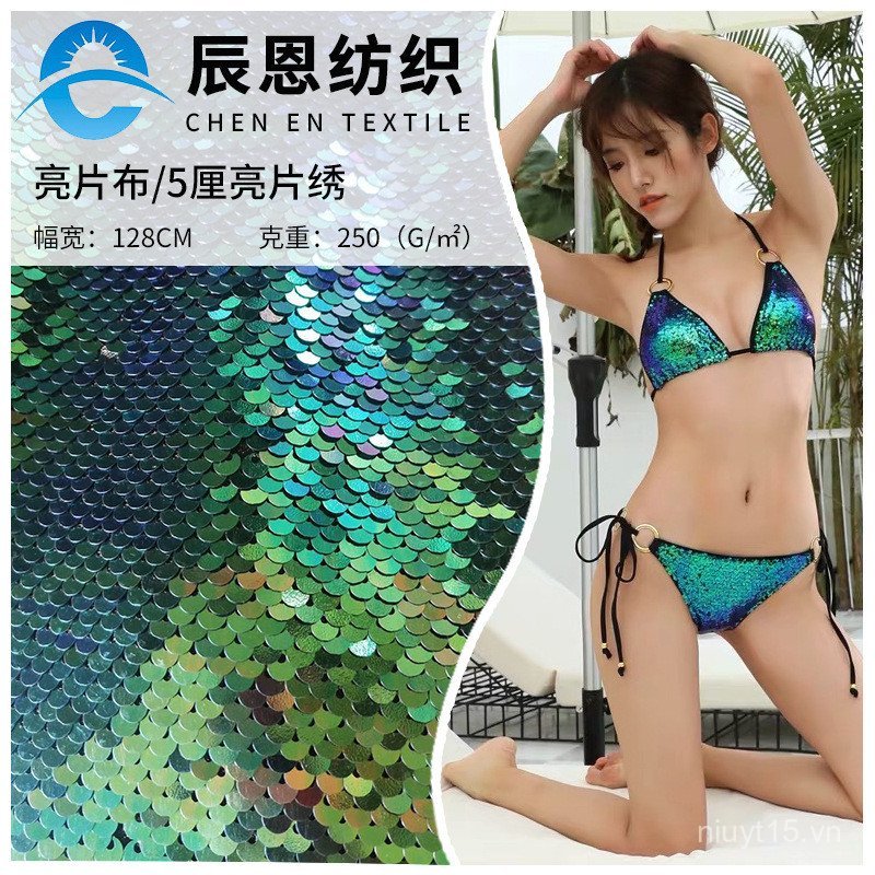 Vải Sequin 5cm Vải Sequin Hai Mặt Lật Giao Hưởng Nhiều Màu Laser Sequin Thêu Sách Da Hành Lý Quần Áo