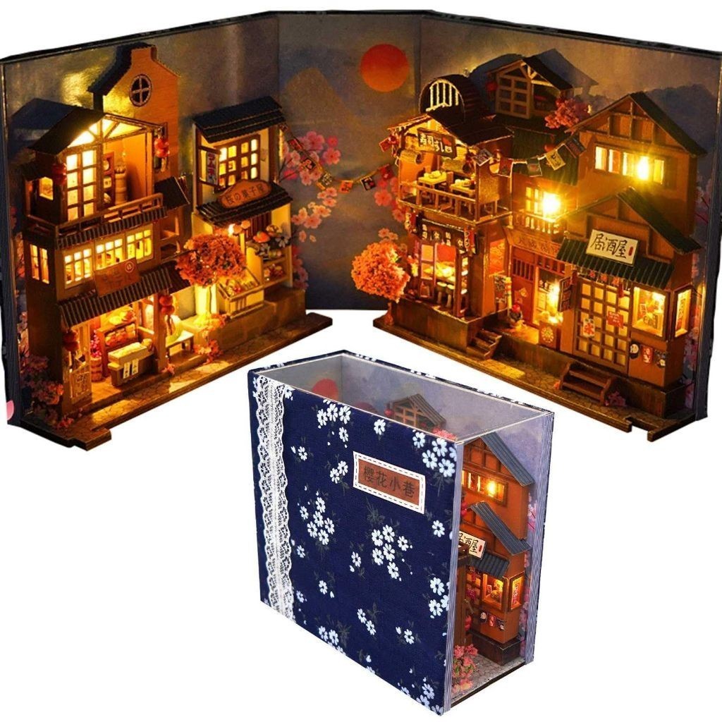 Mô hình tự làm BOOK NOOK, mô hình nhà búp bê Tặng KEO DÁN TC25, TC26