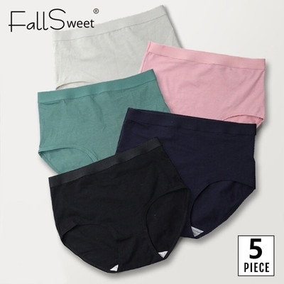 FallSweet 5 Chiếc Quần Lót Cotton Quần Đùi Cao Cấp Màu Trơn Thoáng Khí Quần Lót Mềm Plus Kích Thước