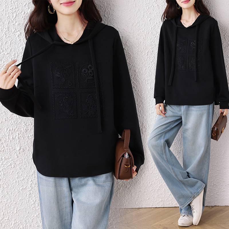 Size Lớn Áo Size Lớn Top 2025 Thu Đông Có Mũ Trùm Đầu Mỡ mm Thời Trang Đơn Giản Rời Bao Mỡ Mỏng Hơn 