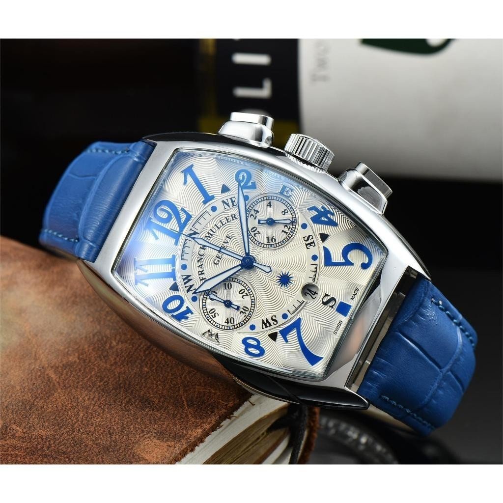 Franck MULLER FRANCK MULLER Đồng hồ nam chuyển động cơ tự động Rui Watch Mặt số xanh Dây da COV6