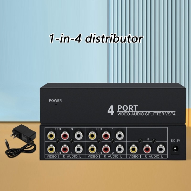 BTM Studio Chất Lượng 1x4 AV Splitter Vỏ Kim Loại Cho Truyền Tín Hiệu Trong Suốt