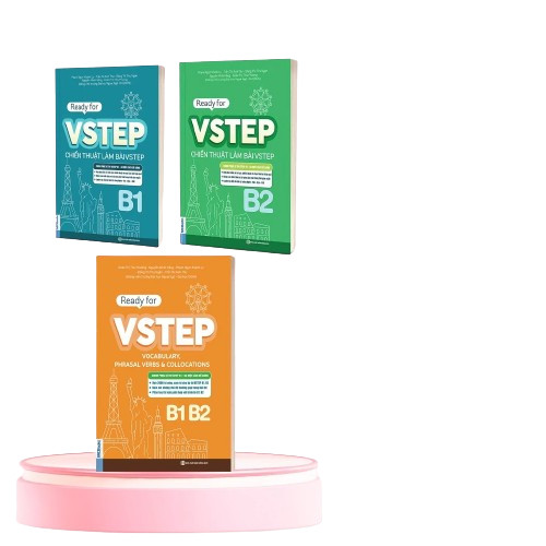 Sách - Combo luyện thi Vstep - Ready for VSTEP B1, B2 -  Chiến Thuật Làm Bài và Tổng hợp từ vựng B1,