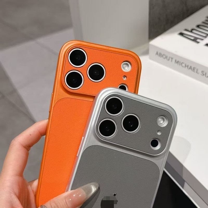 🌟LIK.GUS DA🌟 Ốp điện thoại lưng cứng viền dẻo giả da độ lên 17 sang trọng có logo cho iPhone 12 13 1