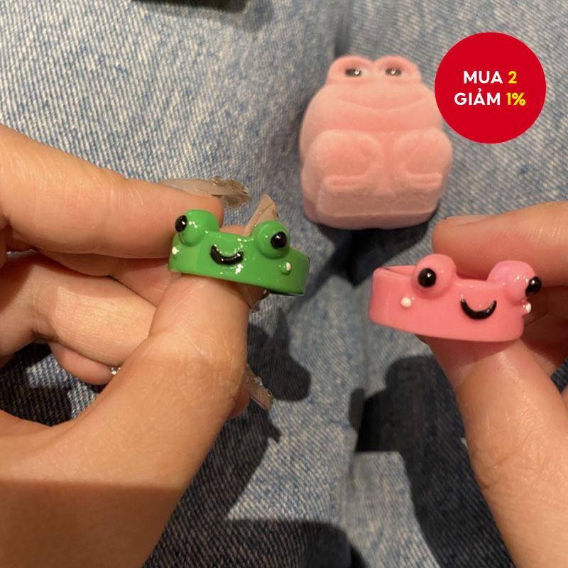 Nhẫn hình con ếch hoạt hình dễ thương Quà tặng bạn gái Nhẫn đôi