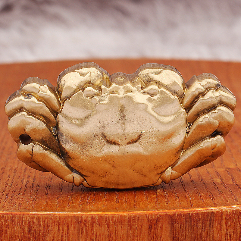 Đồng Cua Tay Cầm Mảnh Thần Tài Xoay Tay Tấm Kim Loại Copperware Wenwan Hàng Thủ Công Sống Gian Hàng 