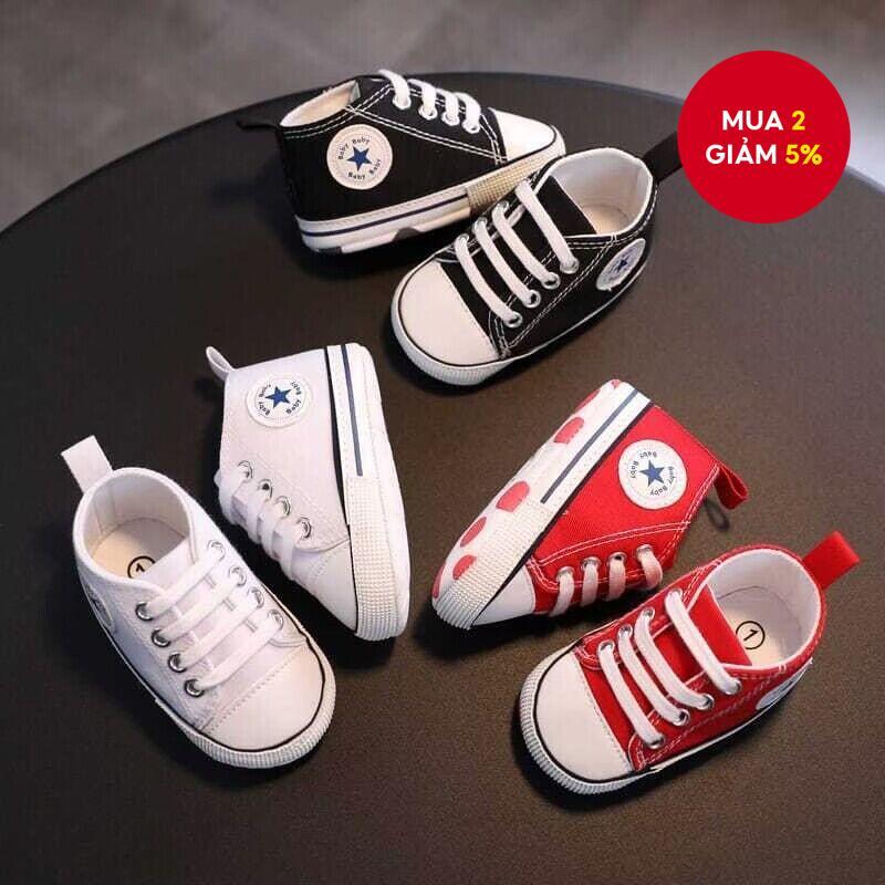 Giày thể thao Canvas cho bé dành cho giày đi bộ sơ sinh cho bé gái & bé trai - Giày tập đi đầu tiên chống trượt đế mềm (0-18 tháng)