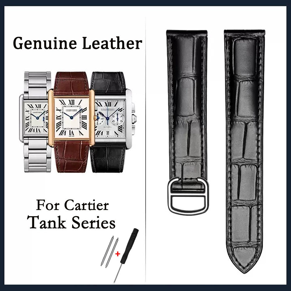 18 20 22mm Chất Lượng Cao Da Thật Chính Hãng Dây Đeo Đồng Hồ Cho Cartier Tank Series Calfskin Đồng H