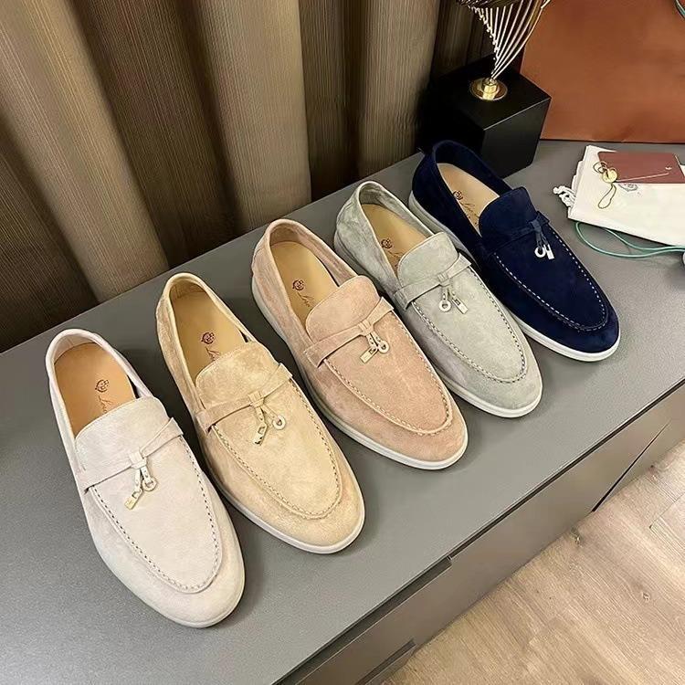 Loafers thông thường Da lộn Da trơn, Loafers LP, Giày lười LP, Size lớn, Loro Piana, Piana KHOY