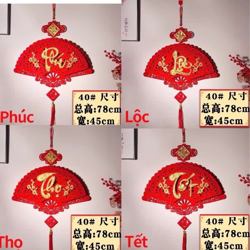 COMBO 4 CHỮ Quạt trang trí tết Phúc Lộc Thọ Tết, đồ trang trí may mắn, thịnh vượng cho năm 2026(có bán sỉ)