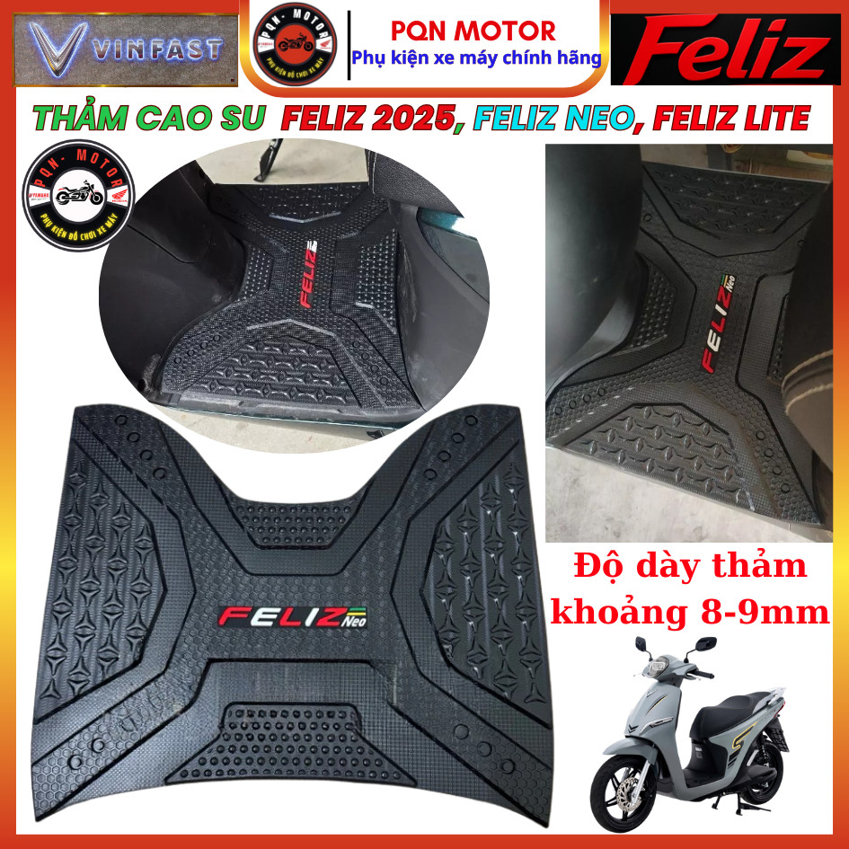 Thảm Cao Su Lót Sàn VinFast Feliz NEO, Feliz S, Evo 200, Evo Neo, Motio, Klara.  Thảm Cao Su Đúc Dày