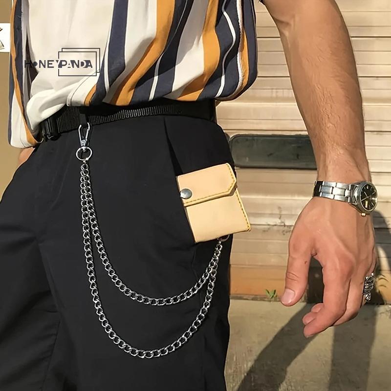 Honeypanda 2 / 3 Lớp Punk Hip-hop Dây Kim Loại Dài Dây Xích Quần Thời Trang Quần Eo Dây Xích Kim Loạ