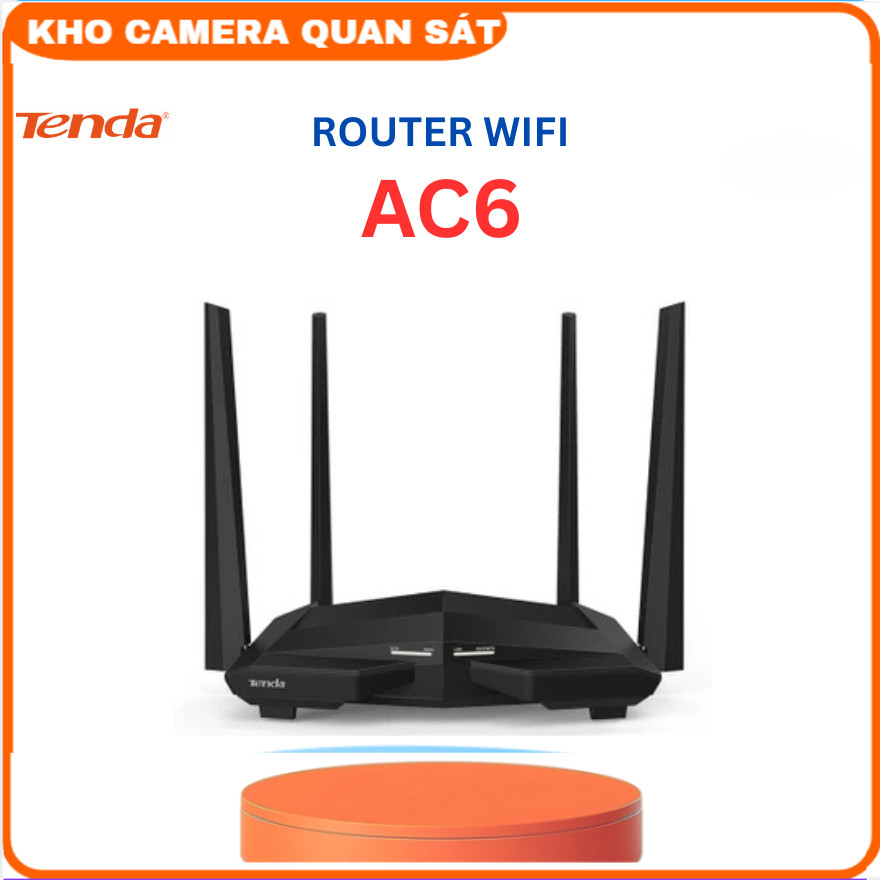 Router Wifi Tenda AC6 băng tần kép AC1200, Phủ sóng 15m - hàng chính hãng