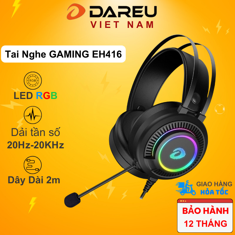 Tai nghe gaming DAREU EH416 RGB giả lập 7.1 cắm cổng USB