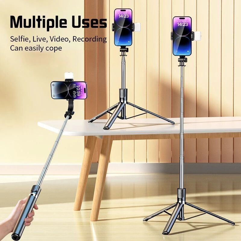 Gậy chụp ảnh tự sướng Selfie 3 chân,cầm tay,1M7 điều khiển từ xa có đèn Tripod chụp ảnh livestream | BigBuy360 - bigbuy360.vn