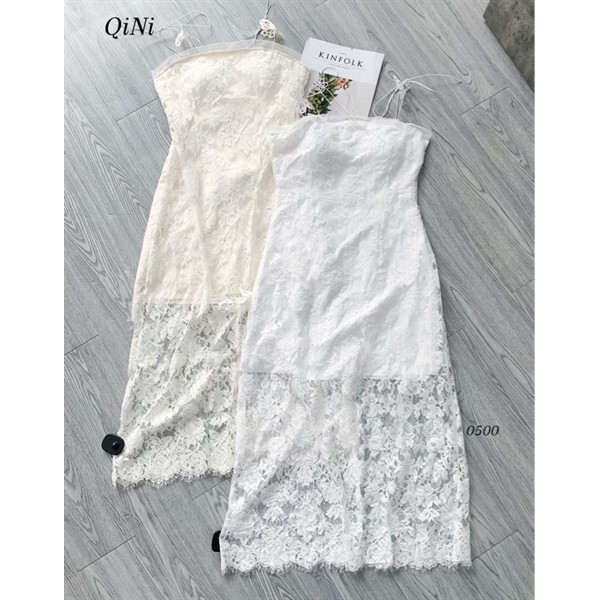 [QINI] ĐẦM REN CÚP NGỰC DÀI 2 DÂY PHỐI BƯỚM LOLIE LONG DRESS SANG XỊN