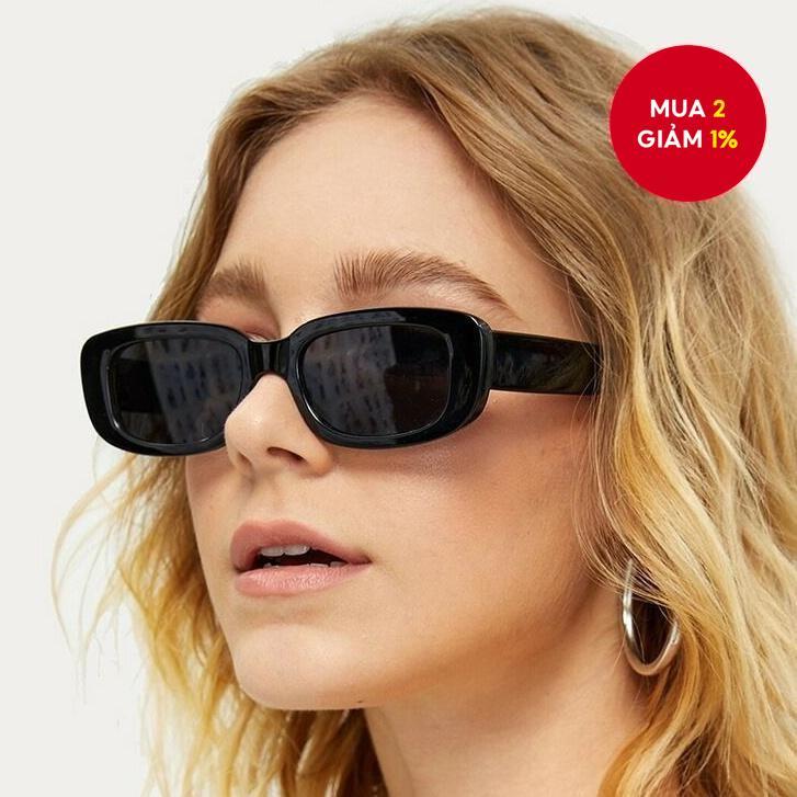 Kính Mát Thời Trang Khung Nhỏ Hình oval Màu Đen Kiểu vintage Cho Nữ