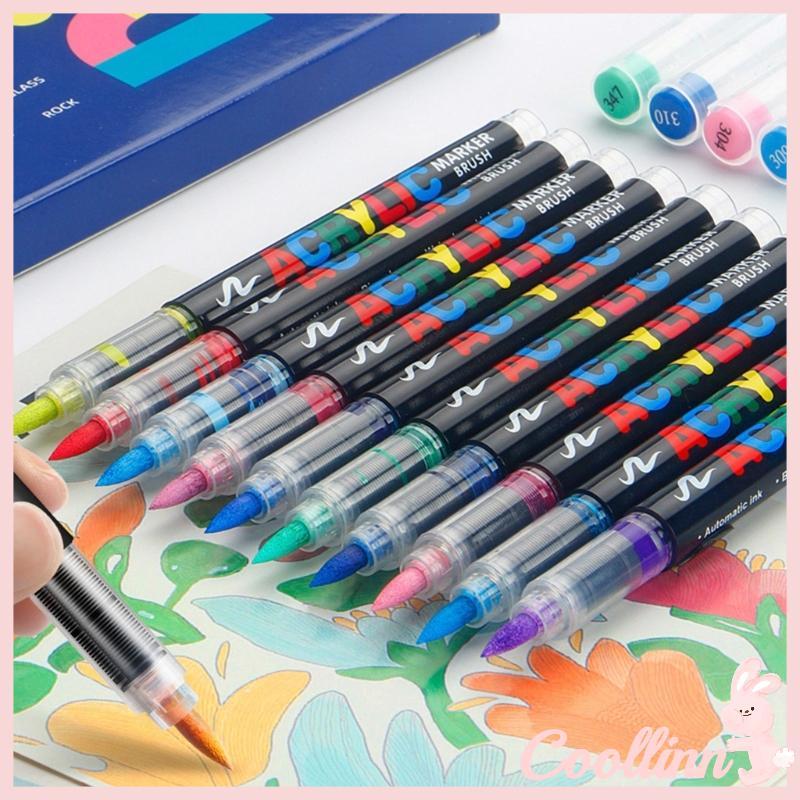 COO Liquid Acrylic Paint Marker 12 Màu Acrylic Paint Pen Nhanh Khô Bàn Chải Bút Đánh Dấu Để Tranh Tr
