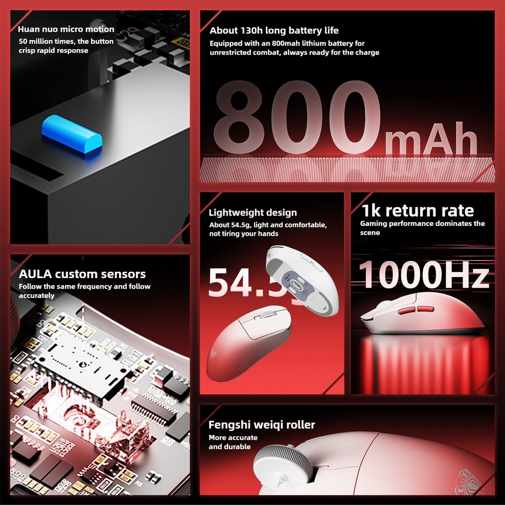 AULA SC360SE Không Dây Bluetooth Có Dây Ba Chế Độ Chuột 10000DPI Trò Chơi Tay Nhỏ Và Vừa Nhẹ Máy Tính Notebook Chuột | BigBuy360 - bigbuy360.vn
