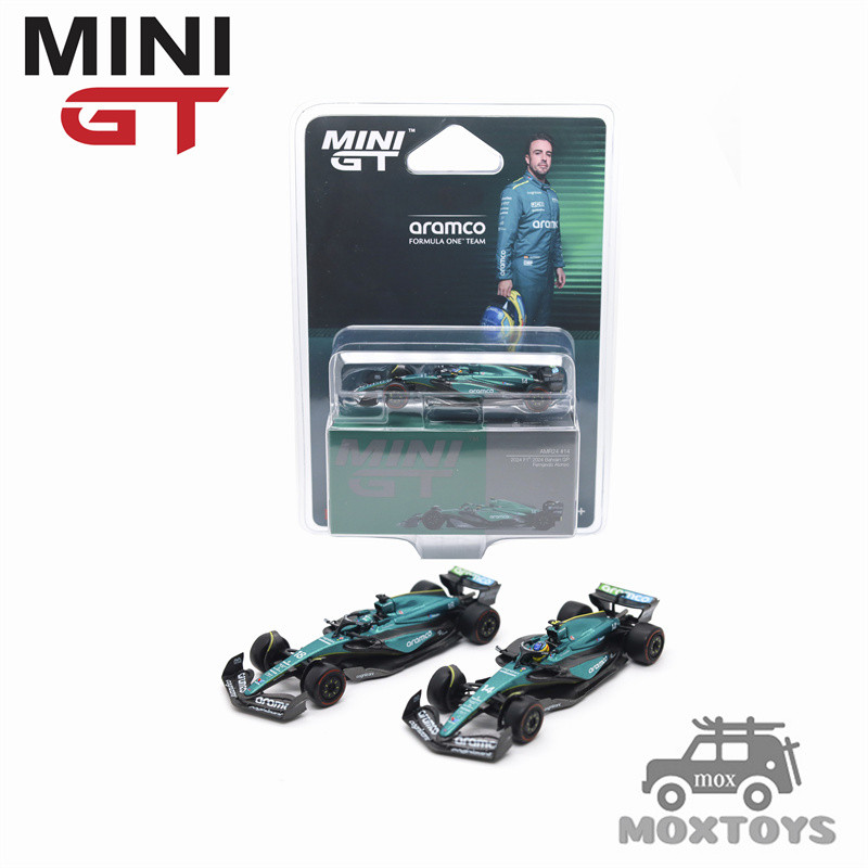 MINI GT 1: 64 AMR24 Fernando Alonso / Lance Nroll 2024 F1 2024 Bahrain GP Xe Diecast Model Car