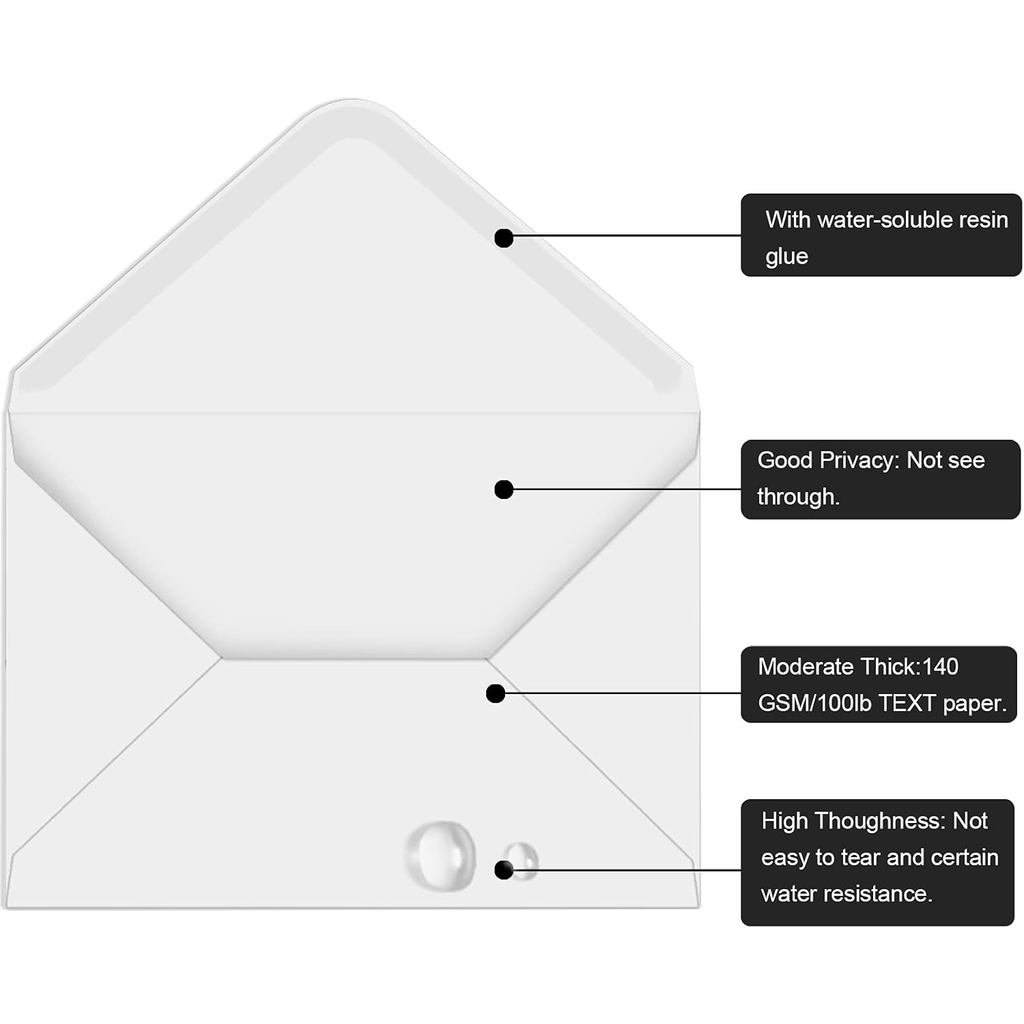 Phong Bì A7 100 Gói Phong Bì Trắng 5x7 V Phong Bì Mời Nắp, Hoàn Hảo Cho Ảnh 5x7, Thẻ 5X7, Lời Mời, Đ