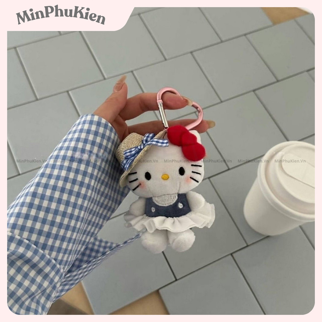 Charm mèo kitty nhồi bông treo túi dễ thương móc khóa trang trí balo xinh quà tặng cute mini C16