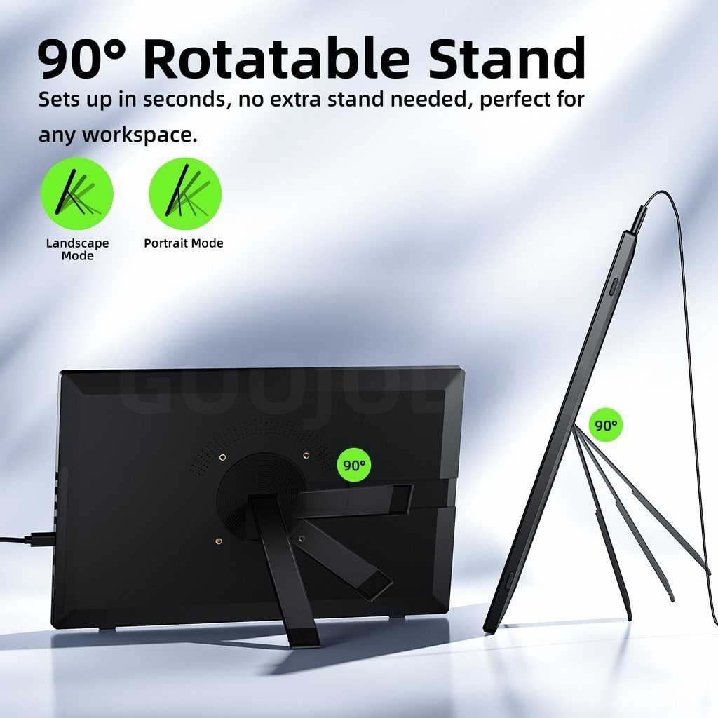 Màn hình di động GOOJODOQ có độ phân giải Full HD 1080P, ba chế độ linh hoạt,chân đế 90° và khả năng tương thích mạnh mẽ | BigBuy360 - bigbuy360.vn
