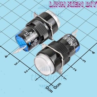 [2 Cái]- LA16-11 Nút Nhấn Nhả 16mm 3 Chân Màu Trắng Linh Kiện DIY