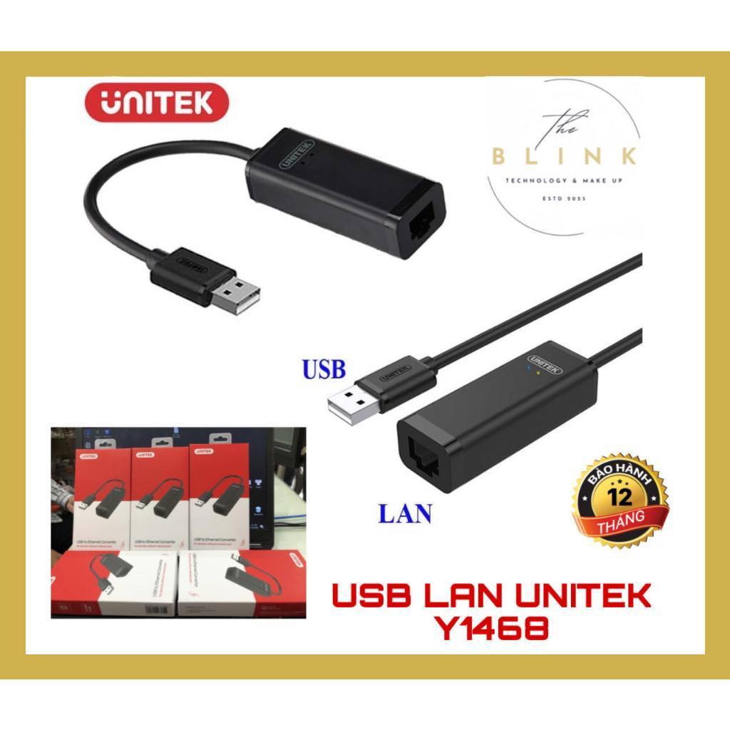 USB Ra Lan UNITEK Y1468 .Cáp USB 2.0 -> LAN UNITEK (Y-1468)- Chính Hãng 100%, Bảo Hành 12 Tháng - 1 