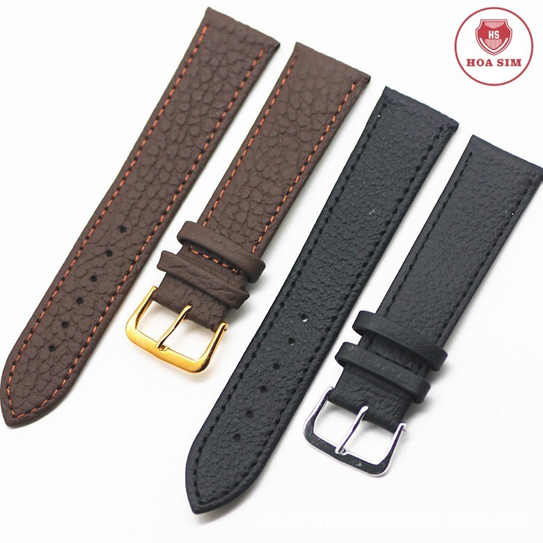 Dây da đồng hồ P18 dập vân có đường may không thấm nước size 10 12 14 16 18 20 22mm