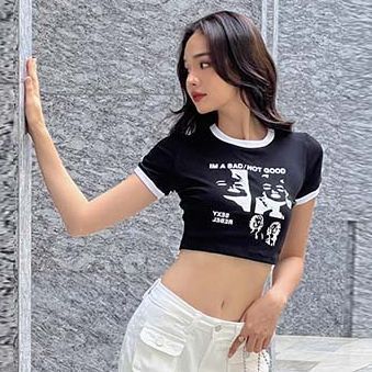 Áo thun KAYLIN form croptop freesize chất vải thun co giãn in hình phong cách cá tính - N1958