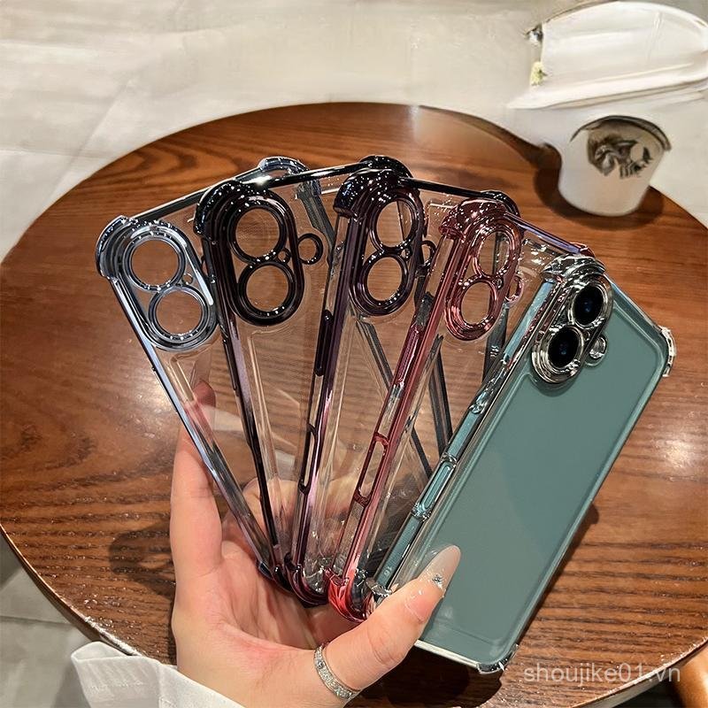 Ốp điện mạ điện chống sốc bốn bánh tối giản cho iPhone 12 16 14 15 13 11 15 Pro Max 16 Pro Max 15 Pr