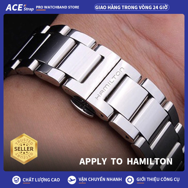 Áp dụng cho dây đeo đồng hồ HAMILTON 18mm 20mm 21mm 22mm 23mm 24mm, Dây đeo thay thế bằng thép không