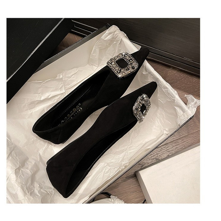 BIGTREE Women's Flat Ballet Shoes European and American Style Fashion Party Shoes Suede Shallow Mout