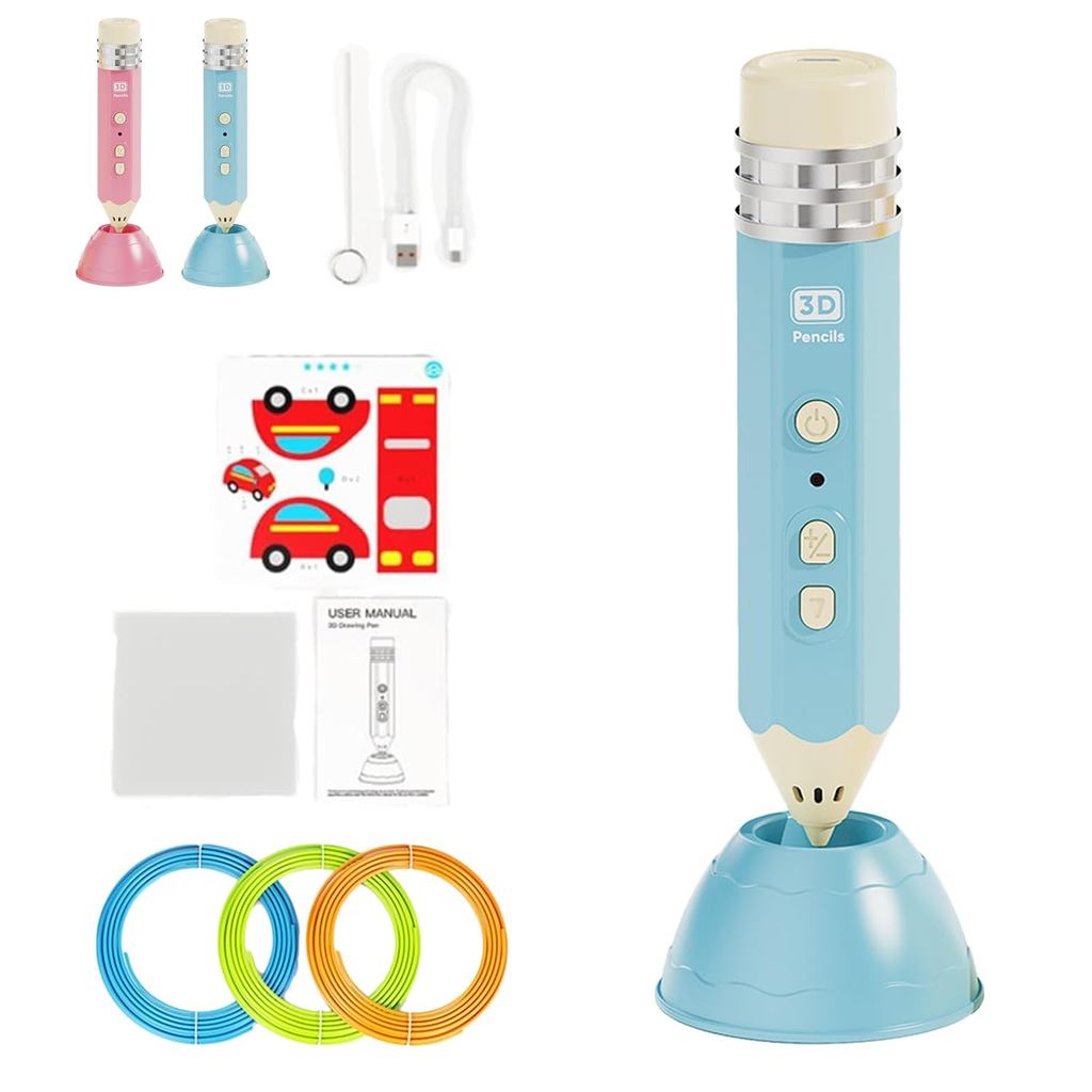 Bút in 3D hình bút chì - Món quà sáng tạo tối ưu cho trẻ em Giáng sinh, Bộ vẽ bút in 3D DIY nhiệt độ