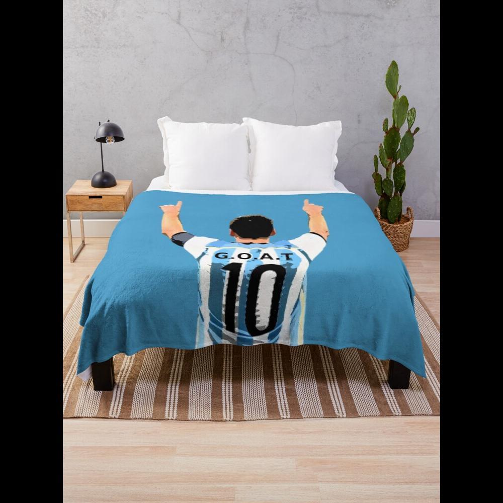 Áo Sơ Mi Bóng Đá GOAT Ném Chăn Mềm Mại Sang Trọng Đội Lông Cừu Trang Trí Tinh Thần Cho Người Hâm Mộ 