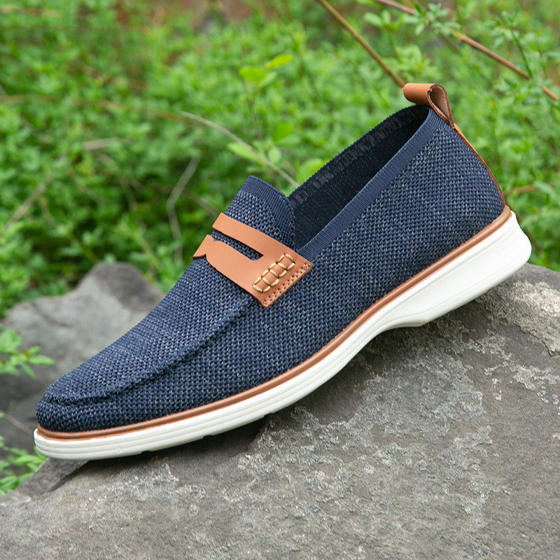 2025 Da Khâu Nam Loafers PU Chống Trơn Trượt Giày Công Sở Thường Ngày Ou Size 45 Thoáng Khí Thoải Má