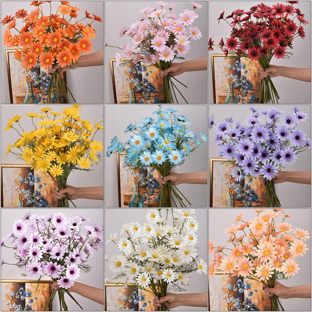 [NISO]Baby Shower Christening Bouquet Fake Flowers Silk Wedding Daisy Flowers
