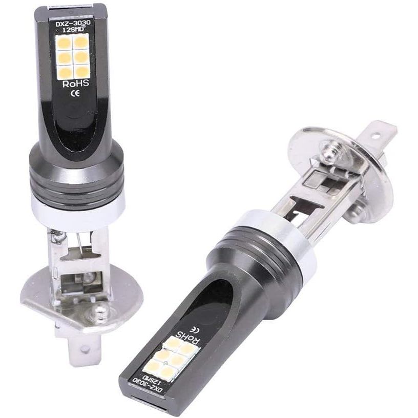 Bóng đèn LED sương mù H1 Vàng 3000K 12 Chip SMD 3030 có máy chiếu Đèn chạy ban ngày DRL siêu sáng Am