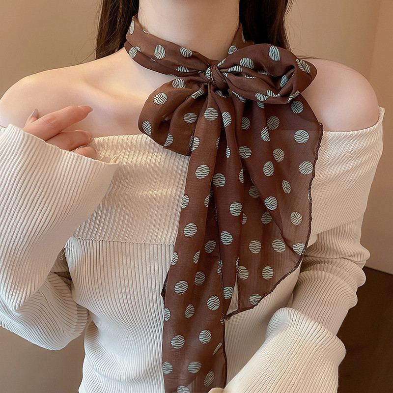 🔥Hàn Quốc dài chấm bi khăn quàng cổ nhẹ sang trọng khăn quàng cổ cao cấp cổ điển khí chất giản dị chống nắng cà vạt đa | BigBuy360 - bigbuy360.vn