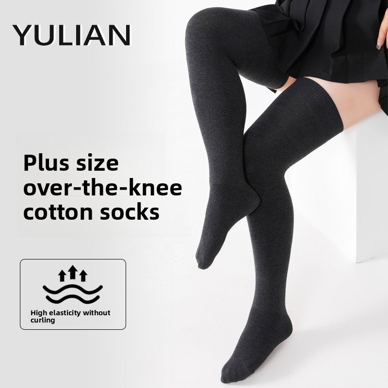 Thu Đông Dày Chân Plus Size 100% Cotton Trên Đầu Gối Hỗ Trợ Đầu Gối & Hiệu Ứng Giảm Béo LLK