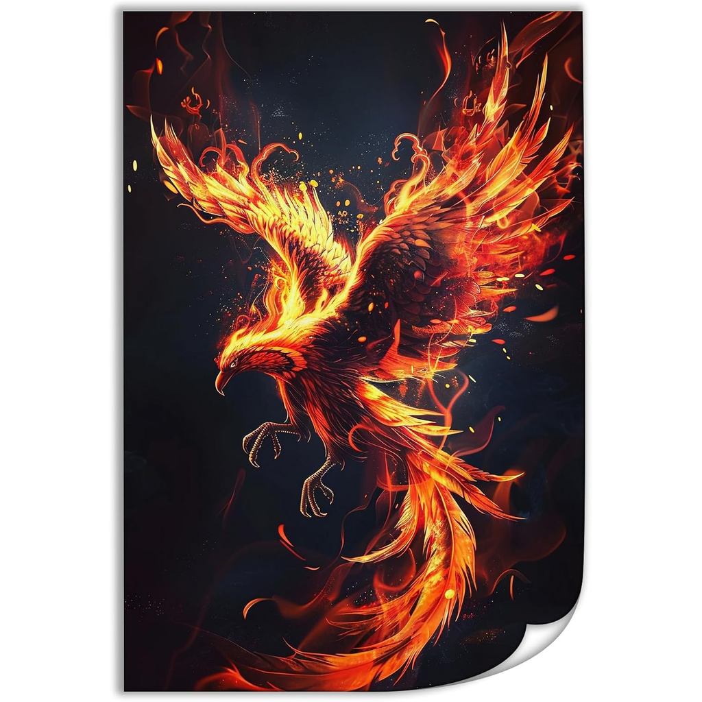 QEOPGNE Phoenix Rising Wall Art Fire Bird Fantasy Phoenix Canvas Nghệ Thuật In Poster Cho Phòng Ngủ 