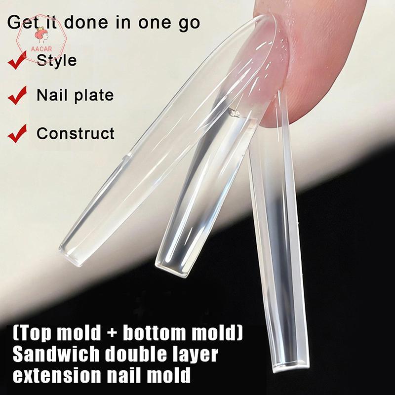 AACAR Sandwich Dual Nail Forms 240 chiếc 15size Extensions-Dual Forms Coffin Almond Nail Forms Top M