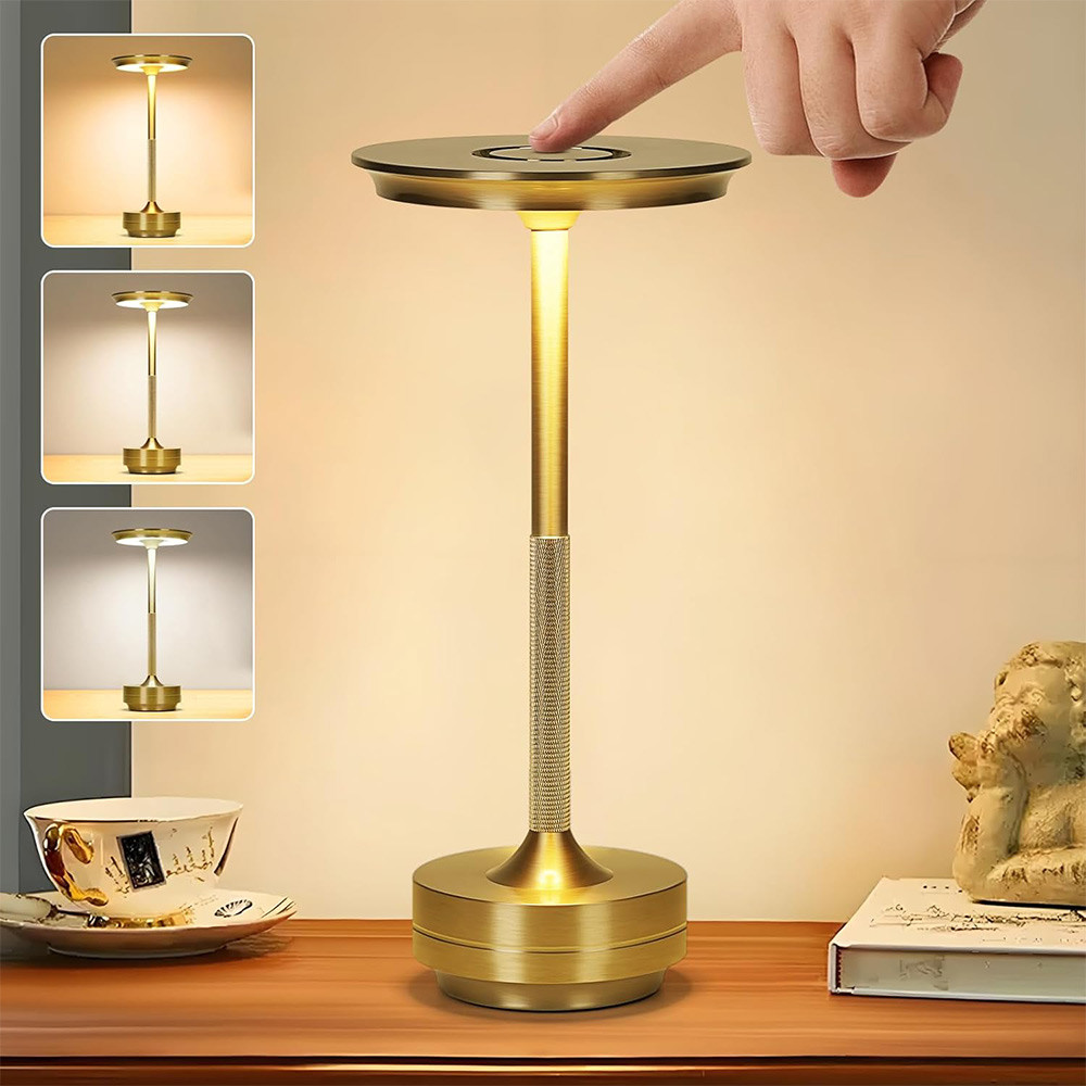 Touch-Controlled LED Table Lamp Desk Lamp Wireless & Portable 3 Color Modes USB Rechargeable Study L