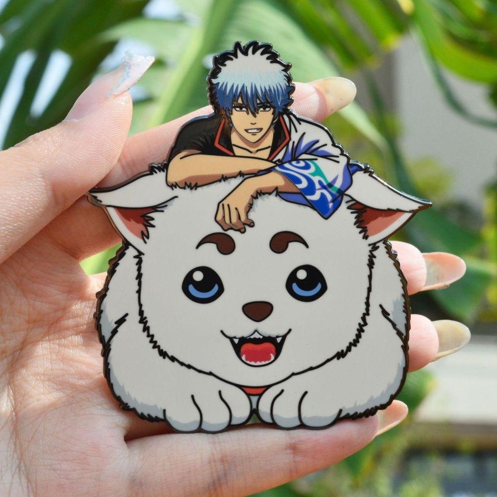 Gintama Kim Loại Huy Hiệu Sakata Gintama Men Thổ Cẩm Dễ Thương Cố Định Mùa Xuân Anime Schoolbag Phụ 