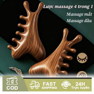 Lược Gỗ Đàn Hương Massage Da Đầu 4 Trong 1- Massage Đầu, Mặt, Cổ & Toàn Thân, Giảm Căng Thẳng & Đau Đầu