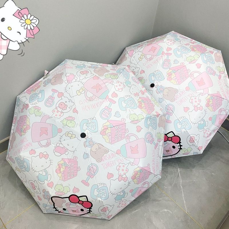 【Fast shipping】ô che mưa hello kitty  ô tự động hello kitty Hướng dẫn sử dụng ô Hello Kitty dễ thươn