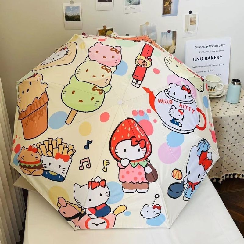【Fast shipping】ô che mưa hello kitty  ô tự động hello kitty Hướng dẫn sử dụng ô Hello Kitty dễ thươn