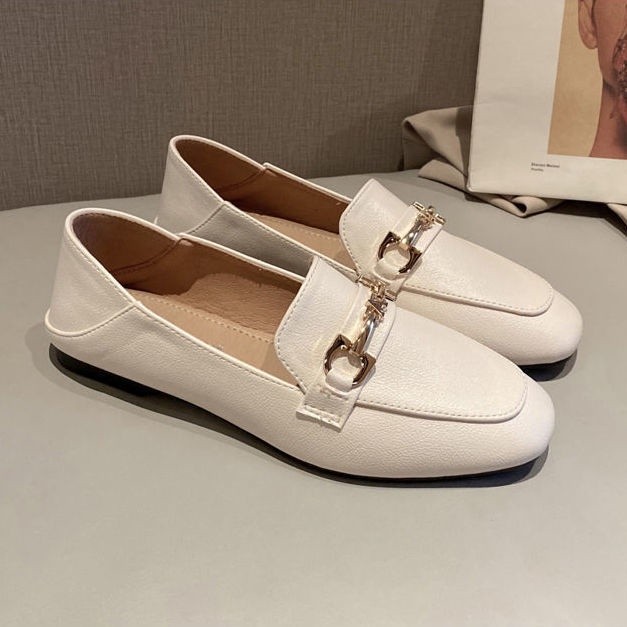 YA2 Phiên bản Hàn Quốc--Hồng Wei Lao giày đơn Jurchen moccasin nữ một bước chống trượt đế phẳng kiểu