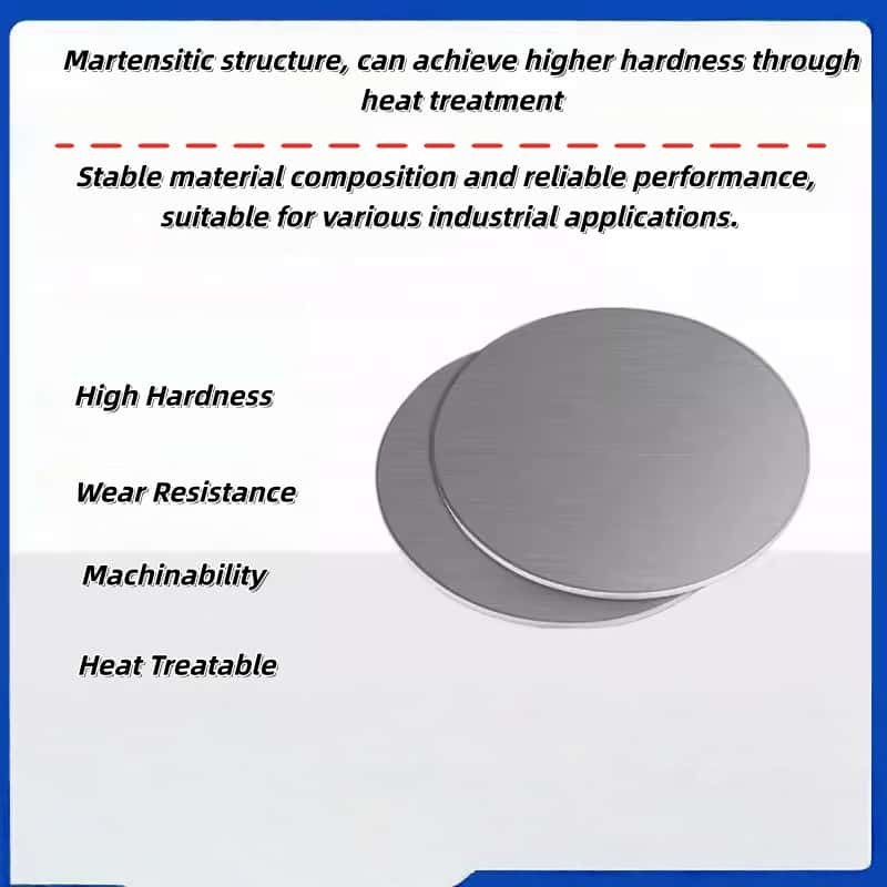 Martensitic 420J1 420J2 Đĩa tròn bằng thép không gỉ 2Cr13 3Cr13 Tấm kim loại cứng cho các bộ phận má